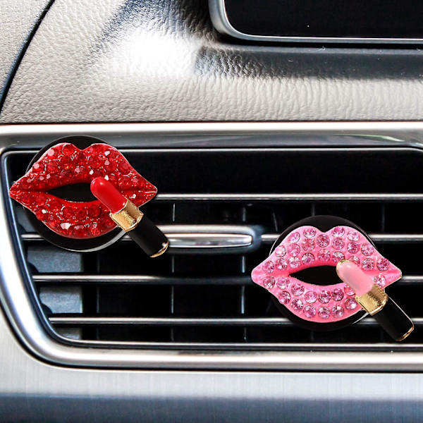 Auton ilmanpoistoaukko Aromaterapia Clip Hajusteklipsi Diamond Red Lips Klipsit Hajuvesi Ilmanraikastin Clip Auto Sisustustarvikkeet| | Rose Red