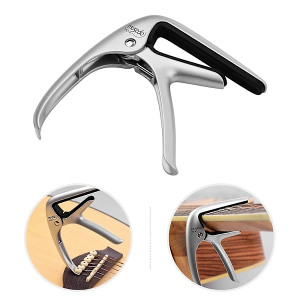 -6 Akustisk Gitarr Kapo Snabbt Byte Aluminiumlegering med Integrerad Stallpinne Dragare för Klassisk