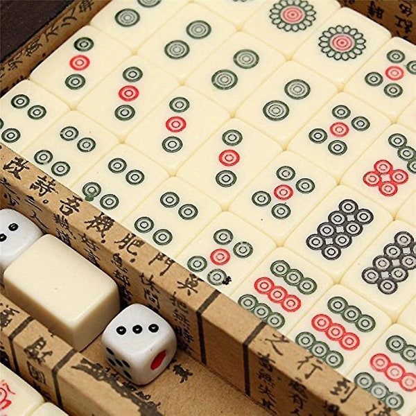 2023 Nytt Mah Jong-spelset med 144 brickor Traditionell kinesisk Mahjong + Engelsk Instruktion Hot