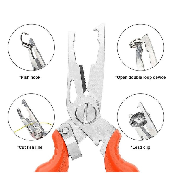 Fiskesaks med Tang - Multifunktionelt Fiskeredskab Tilbehør Line Lokke-Kutter B2 Orange Plier