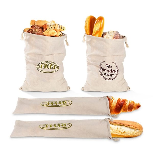 Hjemmelavet Genanvendeligt Hørbrød Fransk Baguette Snøre Køkken Opbevaringspose Jikaix 1