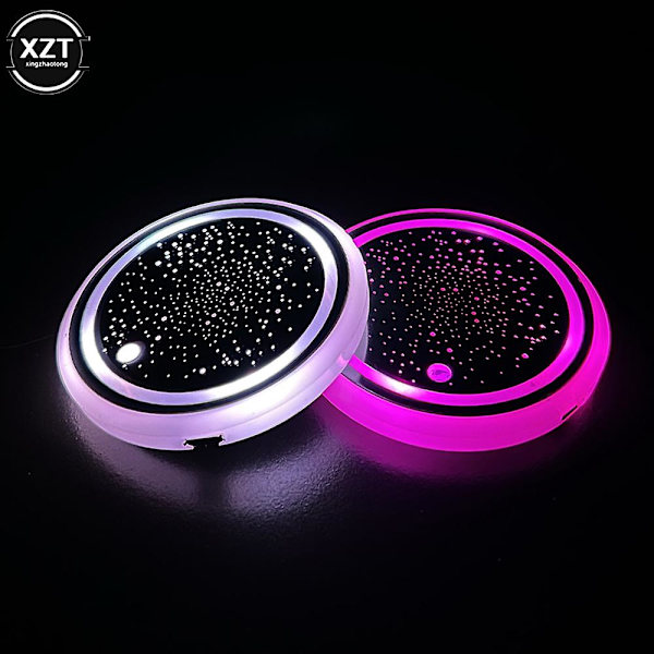 Färgglad Auto Bil Led Cup Coaster Pad Hållare Atmosfär Ljus Lampor Botten Bil Styling Automatisk Ljus På| | C