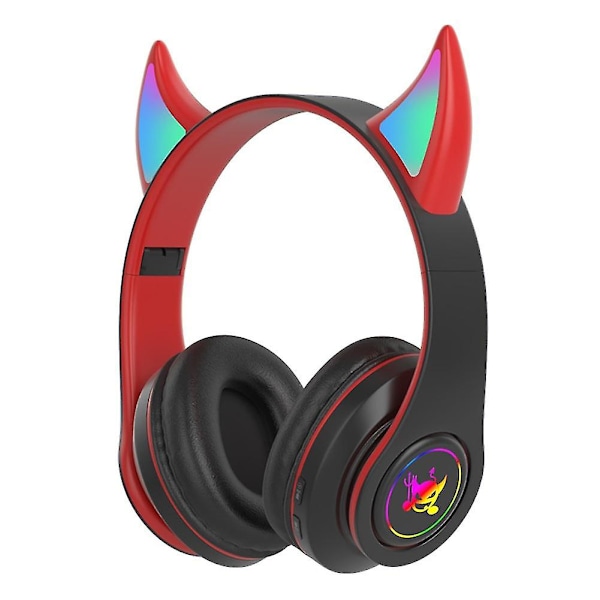 Devil Ear Trådlösa Hörlurar Gamer Girl Boy Rgb Söta Kattöron Headset Med Mikrofon white red devil