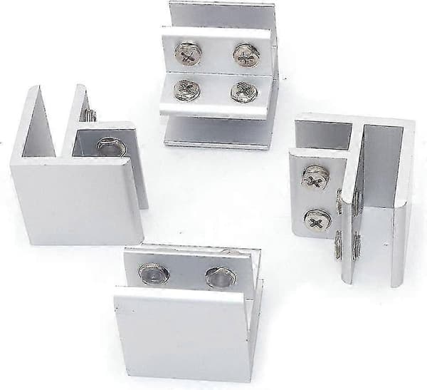 4 pak 90 klemmer til glas til glas, fastgørelse til to sidepaneler, bruser, borde, paneler, 10-12mm 3,8*4*4cm N