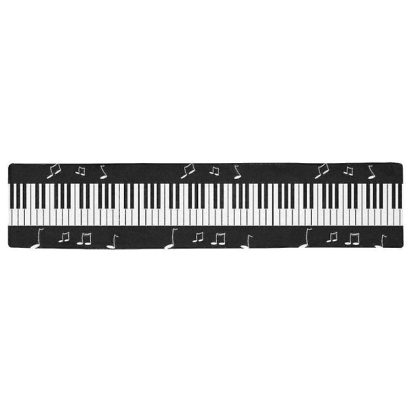 Klaverkeyboard med musiknote Lang bordløber 40x180 Cmes sort og hvid rektangel bordløber Dækkeserviet