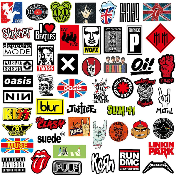 Sett med 100 Rock Band Punk Stickers, Heavy Metal Punk Music Band, Vanntette Vinyl Stickers