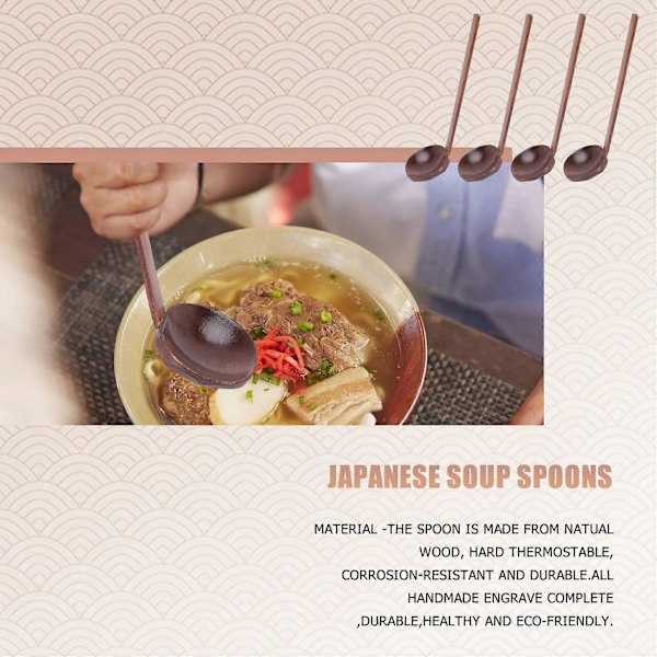 Japansk 8,5 tommer Ramen Håndlavet Træ Suppeske Træ 10 stk 43 Wooden