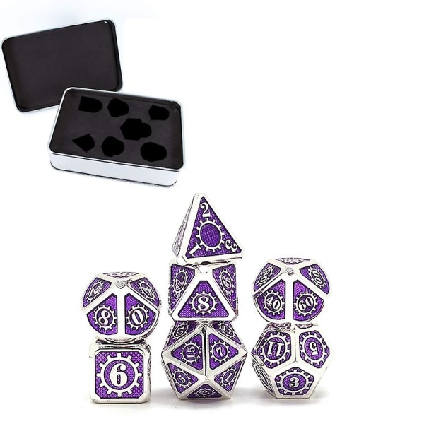 7 st Steampunk Style Metal Dice Metallic Dnd Game D&d Dice With Free Metal Case 448d -K