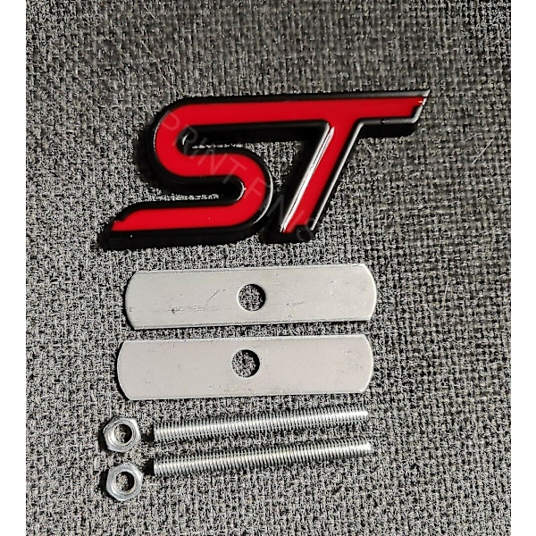 St Metal Badge Grille Red Black For Ford Fiesta Focus Mondeo Kuga - Front & Rear