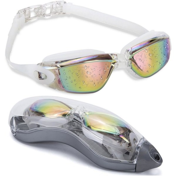 Svømmebriller Ingen lækkende silikone med beskyttelsesetui Justerbar til mænd Kvinder Ungdom Børn Unisex Triathlon svømmebriller