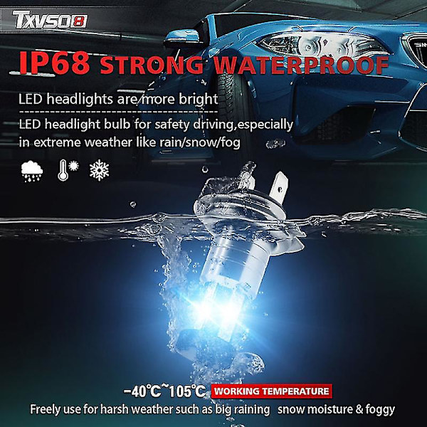 110w 30000lm H7 Led Bil Forlygte Konvertering Glober Canbus Pærer Beam 6000k Kit Hfmqv