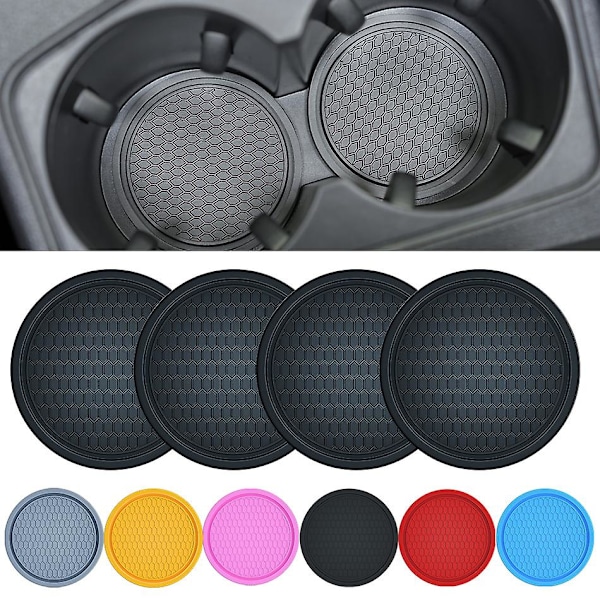 Glasskåner til biler, 4 stk universelle skridsikre kopholdere indlejret i ornamenter Coaster, bilinteriørtilbehør - drikkevareholdere 2pcs grey