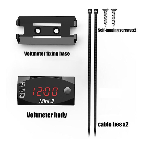 Universal 3 in 1 moottoripyörän elektroninen kellolämpömittari volttimittari 12v Ip67 vedenpitävä pölytiivis led- watch digitaalinen näyttö| | White