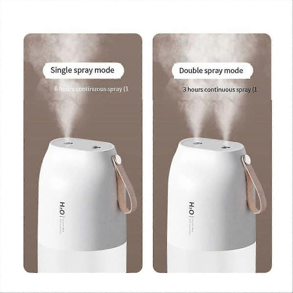 Trådløs luftfukterdiffuser oppladbar dobbel dyse eterisk oljediffuser tåkeprodusent fukter White