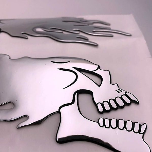 Fasp 2 kpl/pari Silver Fire 3D Ghost Skull Head Auto Moottoripyörän Auton tarra-tunnukset - Tarrat &amp; Tarrat Gold