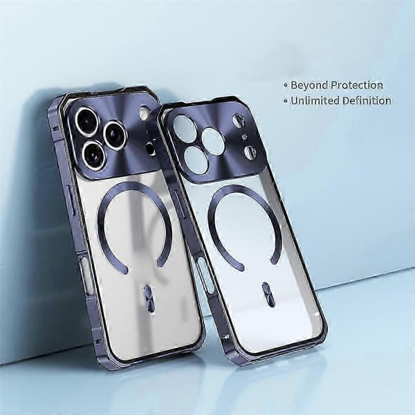 Frostat bakstycke hårt PC-metallramsfodral för iPhone 17 Pro kompatibelt med MagSafe-bakstycke