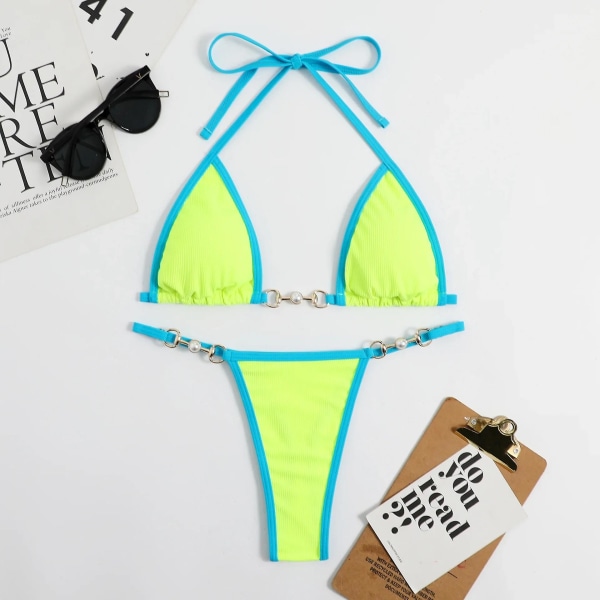 Sexy TwoPieces Bikini Set Kvinner Tilfeldig trykk Bikini Set Push-Up badedrakt Sandstrand Badetøy Badedrakt Green M