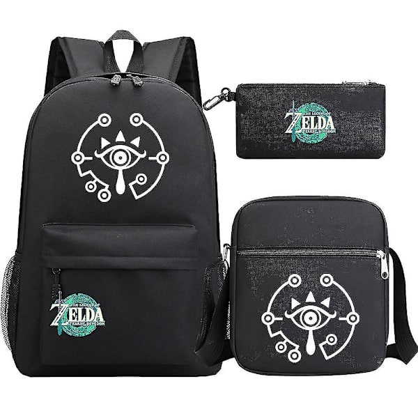 "zelda Kingdom Tears" printed teini-opiskelijakoululaukku - 3-osainen set miehille ja naisille 2
