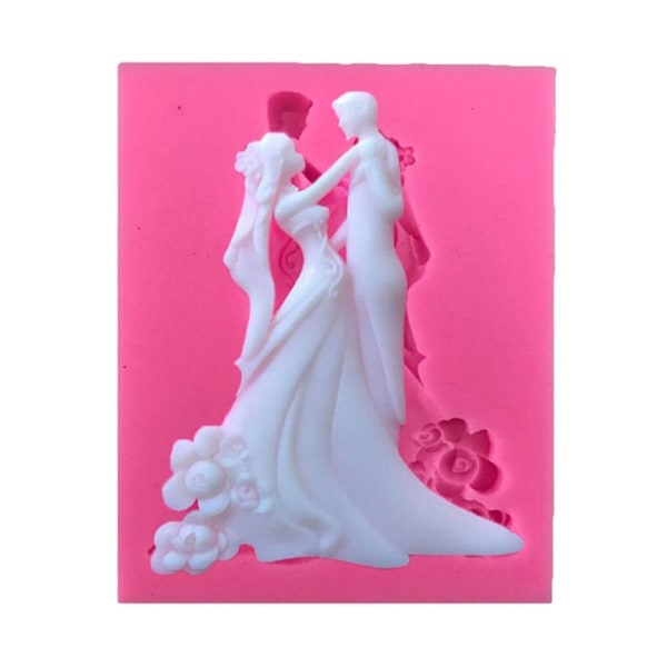 Brud Groom Bryllup Silikon Form Fondant Kake Sjokolade Gum Paste DIY Mold