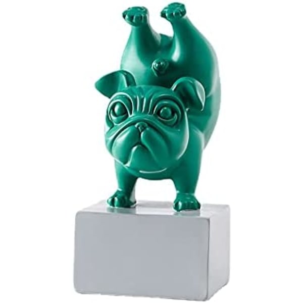 Harts Yoga Fransk Bulldog Staty Harts Hundfigurer Nordiska Kreativa Tecknad Djur Skulptur Barnrum Inredning Hantverk (grön)