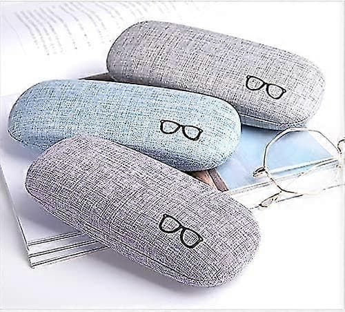 3-pack Hard Shell Glasses Case, Protective Linen Fabric Cover for Large Eyeglasses - Durable Storage Set