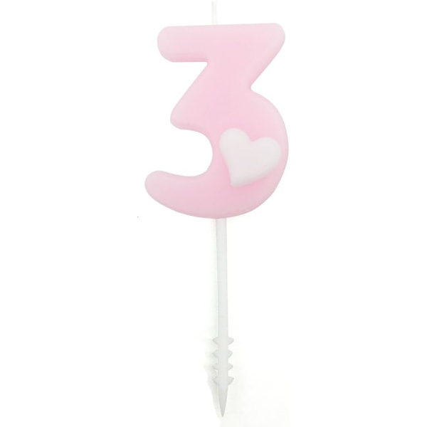 Baby Birthday Cake Topper nummer 3 ljus, rosa (nummer 3, rosa)