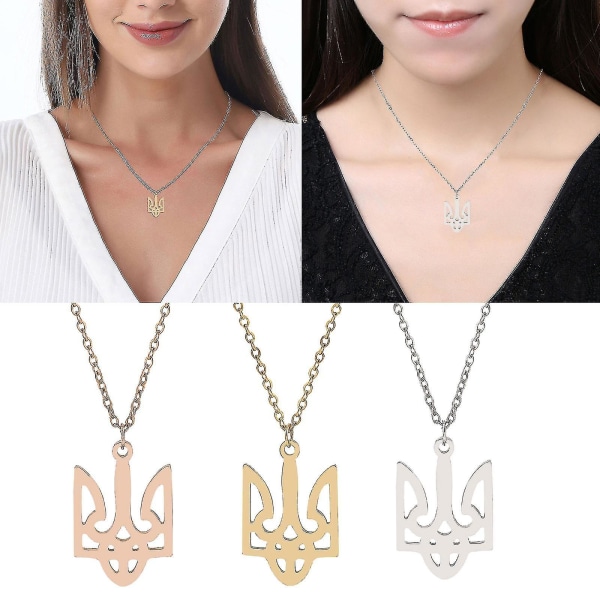 Ukraina Tryzub Halsband Ukrainska Symbol Smycken Legering Smycken Symboler Halsband Rose gold