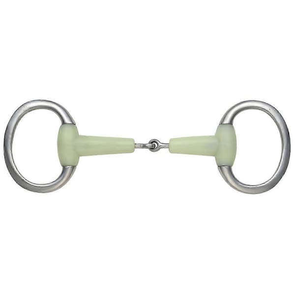 Shires Equikind Flatt Leddet Hest Eggbutt Snaffle Bitt Pale Green 5.5in