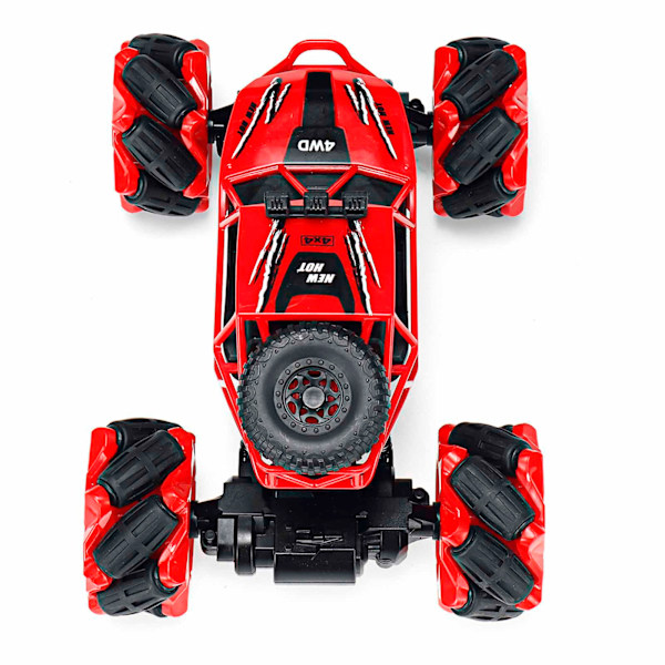 RC-auto, 2,4 GHZ:n eletunnistin, kaukosäädin, stunt-auto, maasto-leluajoneuvo, kaksipuoleinen 360° kääntyvä Red One Size