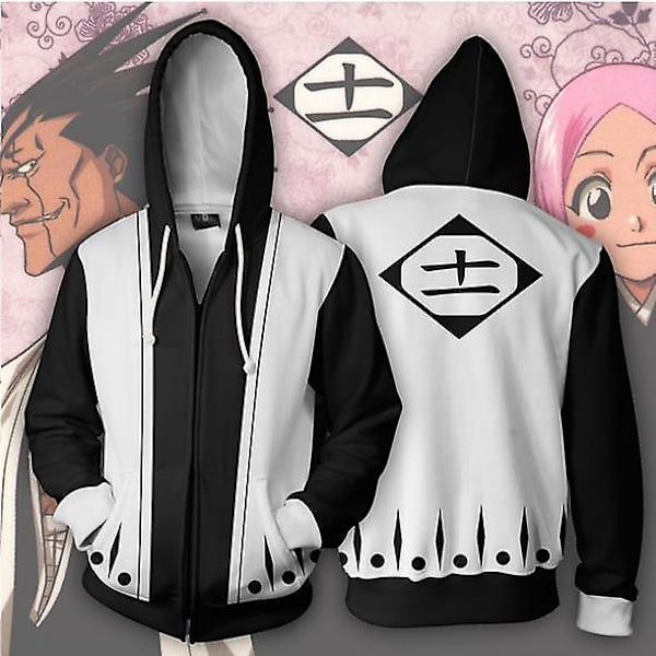 Anime Bleach Cosplay -asu, 3d huppari collegepaita, hupullinen takki, miesten toppi M