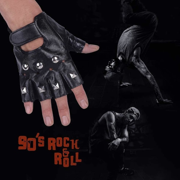 1980-tallet Metal Rocker Rockstar Rock N Roll kostyme 70-tallet 80-talls festtilbehør Sett Pannebånd Tatoveringsmansjetthansker Punkarmbånd 6 Pieces