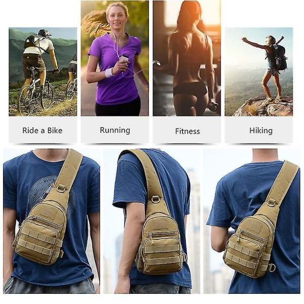 Militær Taktisk Skulderveske Herre Vandring Ryggsekk Nylon Utendørs Jakt Camping Fiske Molle Army Trekking Bryst Sling Bag desert digital