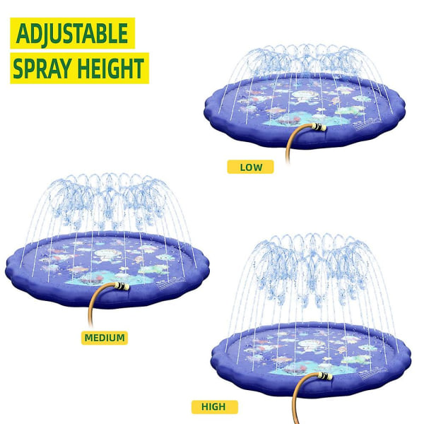 Baby spruteputebasseng for småbarn, oppblåsbart sprinklerbasseng for barn og kjæledyr, sommer utendørs vannsprutende lekematte Dark Blue
