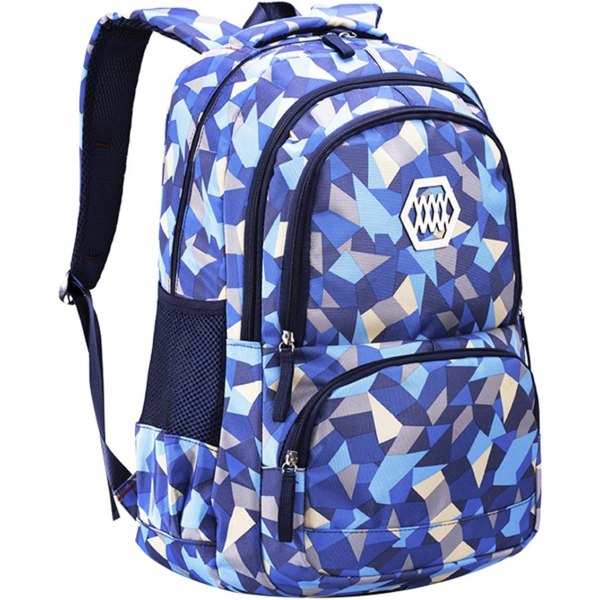 Girl Geometric Printed Primary Junior High University School Bag Bookbag Ryggsekk (blå, 19L) Blue 19 Liters