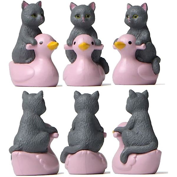 Lille siddende Pink And Kat Statue Figur Ornament til Hjem Børn Pædagogisk Legetøj (Sort)