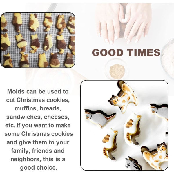 8 st Cat Cookie Cutters Set, DIY Bakning Konditorier Kex Cutters Brödskärare