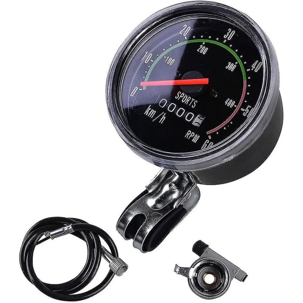 Mekanisk Cykelcomputer Cykel Speedometer Kilometertæller Cykelstopur Cykelcomputer til de fleste cykler (sort) (1 stk)