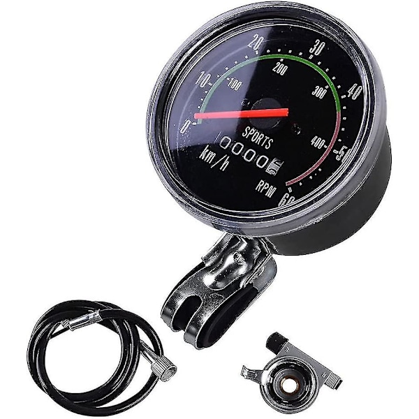 Mekanisk sykkelcomputer Sykkel Speedometer Kilometerteller Sykkelstoppeklokke Sykkelcomputer for de fleste sykler (svart) (1 stk)