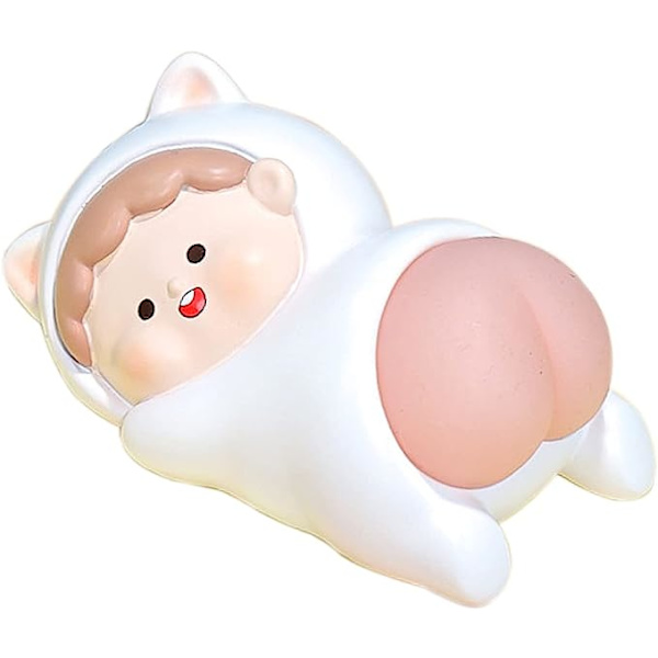 Sød afstressende tegneserie numse, Kawaii squeeze legetøj, silikone elastisk numse squeeze dukke, kontor bil ornament squeeze legetøj, hvid