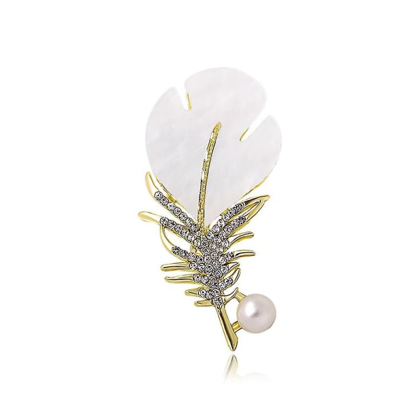 Crystal Feather Pearl Brooch Pins For Women Men Fashion Brooch Rhinestone Pin Elegant Brooch Jewelry For Wedding Party