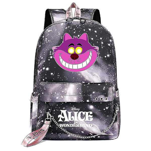 Alice In Wonderland Rygsæk - Skolebogstasker til børn til drenge, piger, mænd, kvinder - Usb Chain Canvas Laptoptaske, Packsack Bogtaske 3