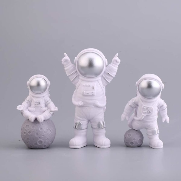 Astronautfigurer tårtdekoration yttre rymden tårta dekoration rymdman modell display miniatyr astronaut leksaker set 3 st