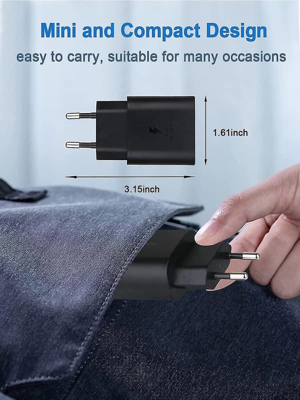 25W Samsung Hurtiglader USB C Lader Plugg PPS Laderkontakt