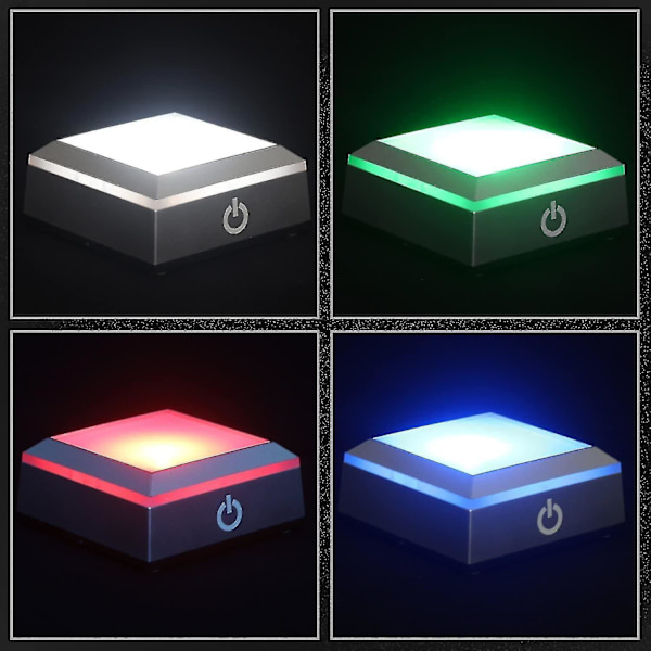 Led lysbase til krystal 3d glaskunst farverig oplyst firkantet stand display plade flad