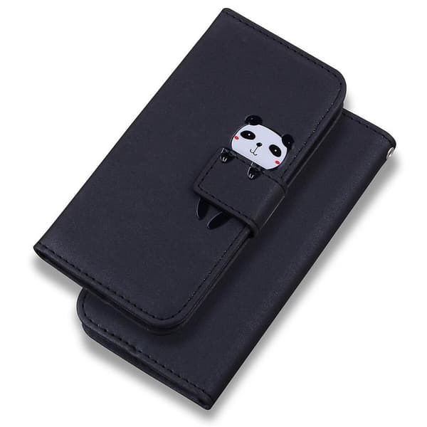 For Compatible iPhone12 Mini Case Leather Wallet Flip Phone Case Black Black iPhone12 Mini