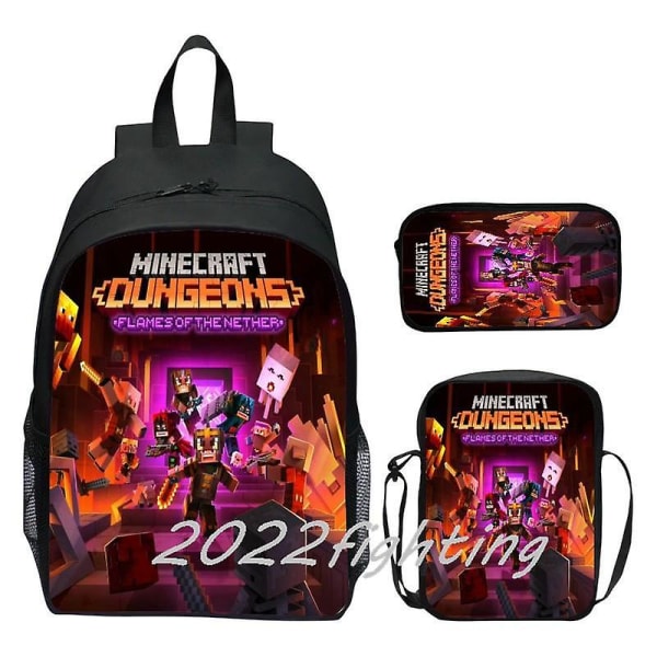 Minecraft Reppu Sarjakuvapelit 3 kpl Koulureput tytöille Pojille Set Peruskoulun lasten opiskelijoiden kuorman lievitys Mochilas Gray