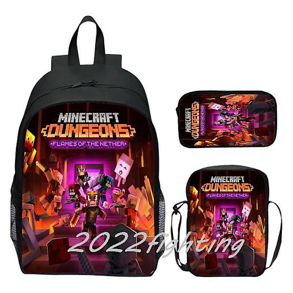 Minecraft Reppu Sarjakuvapelit 3 kpl Koulureput tytöille Pojille Set Peruskoulun lasten opiskelijoiden kuorman lievitys Mochilas multi