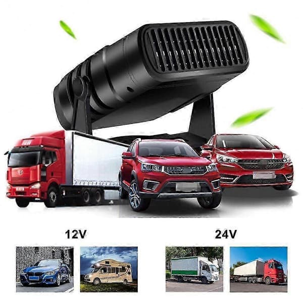 Bilvarmer Defogger 12V/24V 120W Bærbar 4-i-1 Kjølevarmevifte Frontruteduggerfjerner