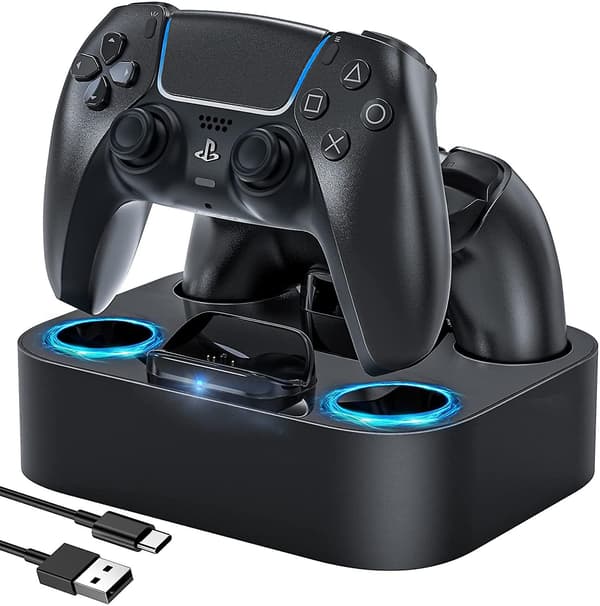 Ps5 Controller Ladestation Hurtig Opladningsdock Med Led-indikator Kompatibel Med Ps 5 Controller