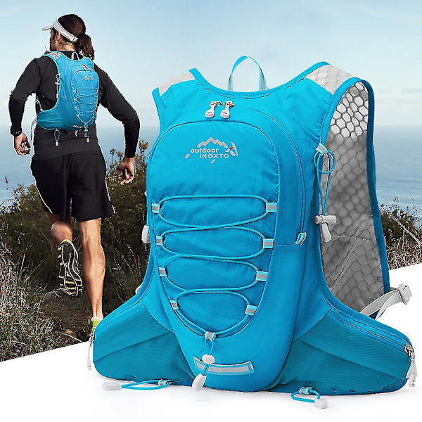 12l Hydration Pack Ryggsäck, lätt vattenryggsäck med 2l läckagesäker hydreringsblåsa Dagsäck för män Kvinnor,löpande vätskeväst för utomhus T red 1.5L